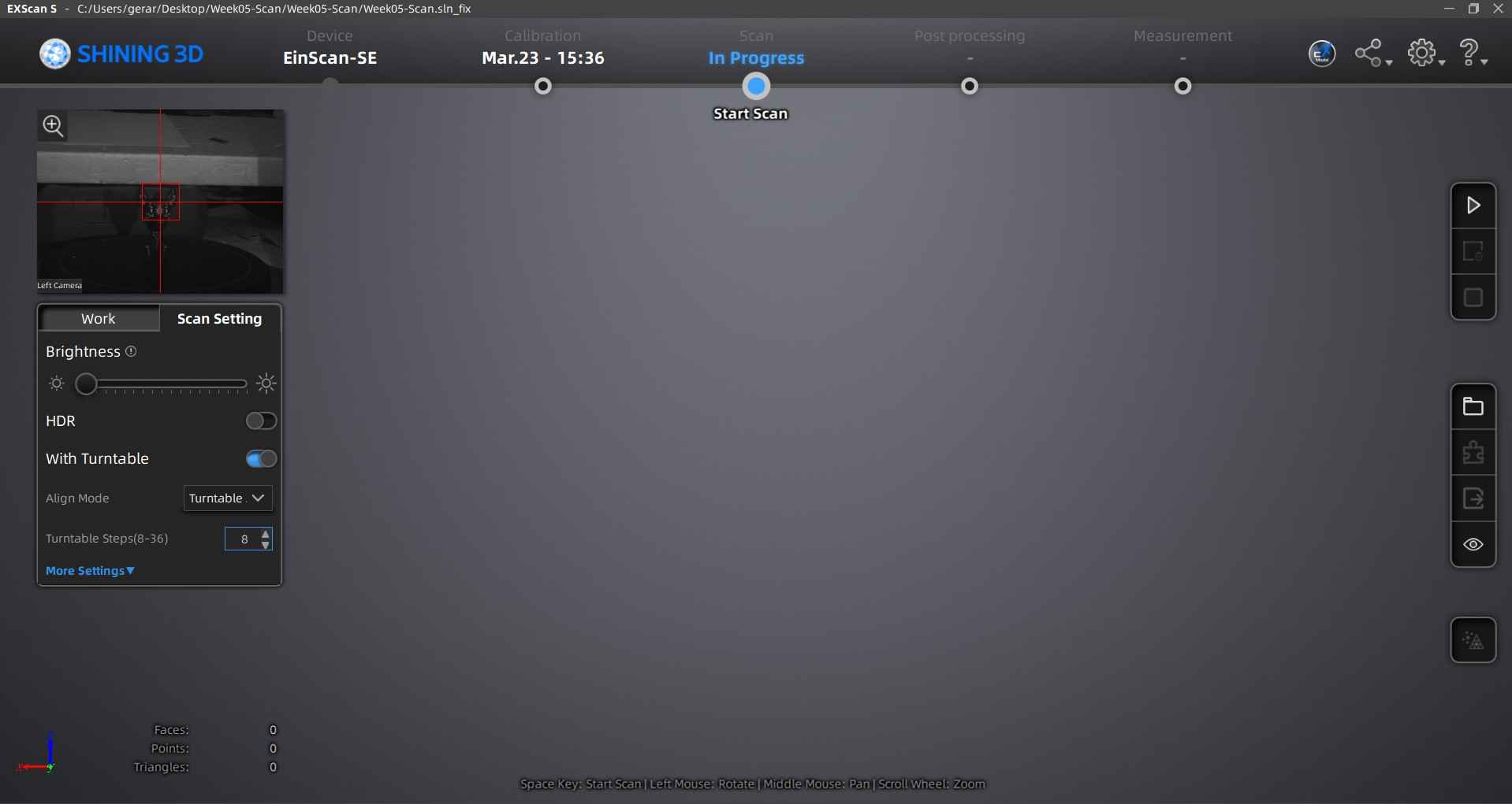 Scan in progress interface